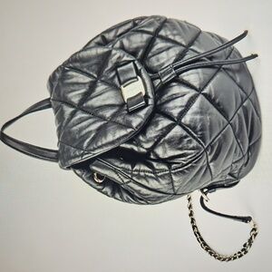 SALVATORE FERRAGAMO: Black Leather Quilted Backpack